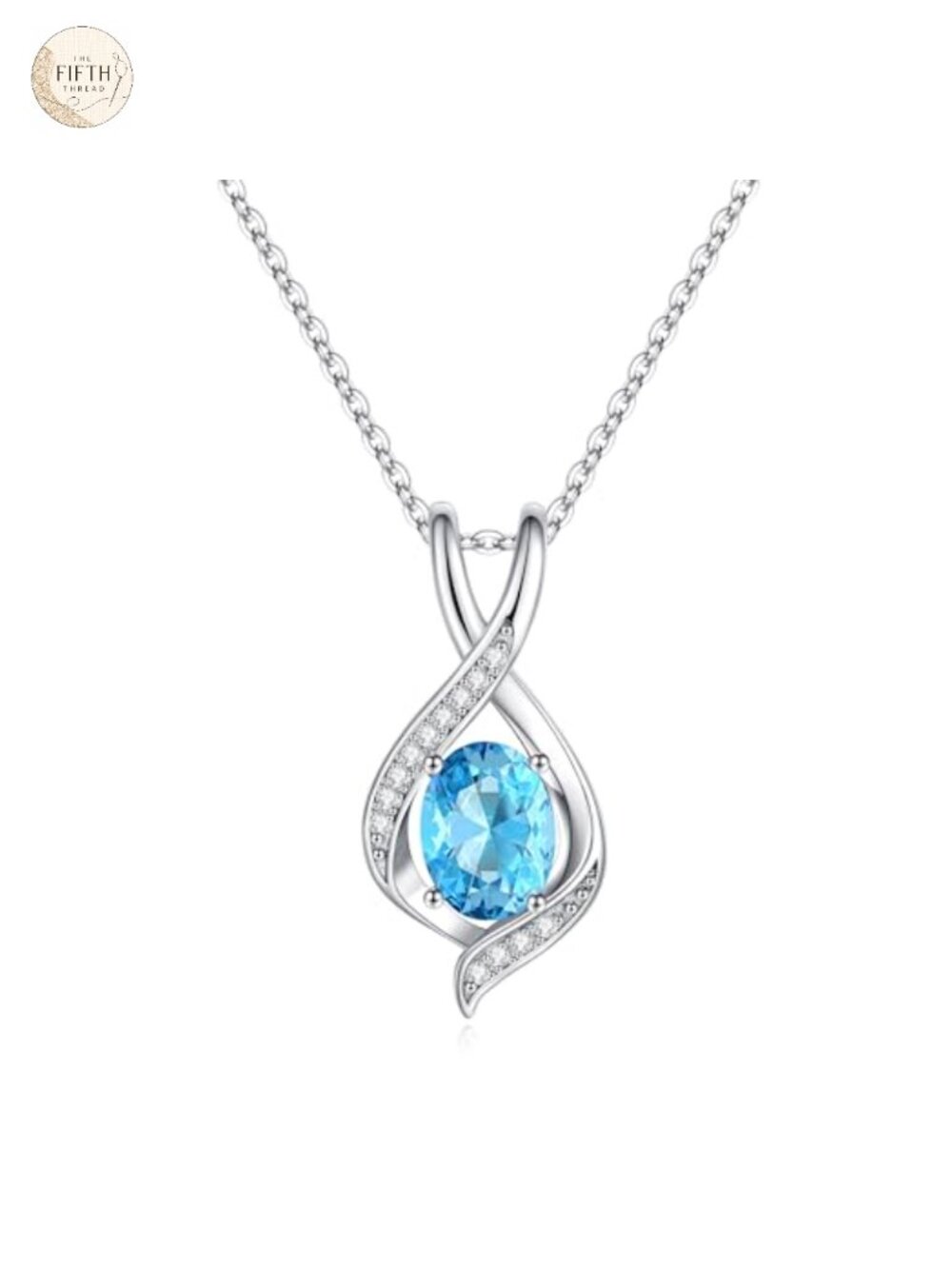 Oval Birthstone Pendant Necklace 925 Sterling Silver March Aquamarine